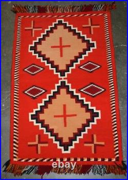 Antique Navajo Germantown Double Sunday Saddle Blanket / Rug