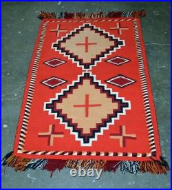 Antique Navajo Germantown Double Sunday Saddle Blanket / Rug