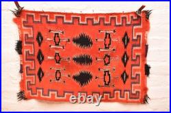 Antique Navajo Rug Germantown Native American Woven Textile 29x20 Vintage Red