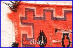 Antique Navajo Rug Germantown Native American Woven Textile 29x20 Vintage Red