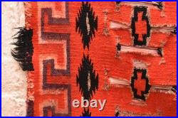 Antique Navajo Rug Germantown Native American Woven Textile 29x20 Vintage Red