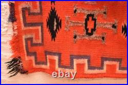 Antique Navajo Rug Germantown Native American Woven Textile 29x20 Vintage Red