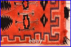 Antique Navajo Rug Germantown Native American Woven Textile 29x20 Vintage Red