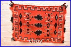 Antique Navajo Rug Germantown Native American Woven Textile 29x20 Vintage Red