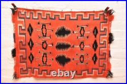 Antique Navajo Rug Germantown Native American Woven Textile 29x20 Vintage Red