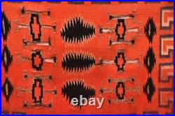 Antique Navajo Rug Germantown Native American Woven Textile 29x20 Vintage Red
