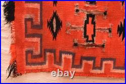Antique Navajo Rug Germantown Native American Woven Textile 29x20 Vintage Red