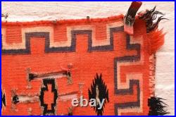 Antique Navajo Rug Germantown Native American Woven Textile 29x20 Vintage Red