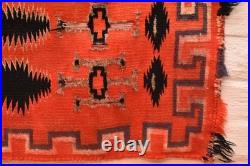 Antique Navajo Rug Germantown Native American Woven Textile 29x20 Vintage Red