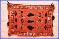 Antique Navajo Rug Germantown Native American Woven Textile 29x20 Vintage Red