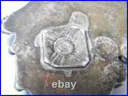 Antique Navajo Sterling Silver Gold Coral Turquoise Pendant Necklace Free Chain