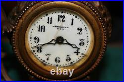 Antique New Haven Mantel Clock Angel Cherub Gilt Metal Scroll Design Art Nouveau