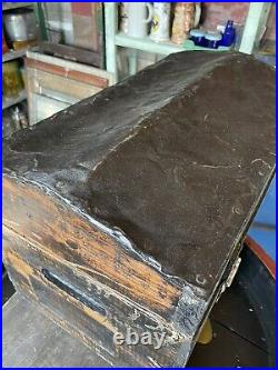 Antique Nut Margarine Wood Crate Box turned in a trunk primitive A-1 brand