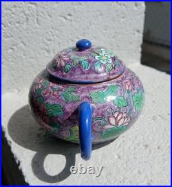 Antique Nyonya Straits Chinese Peranakan Clay Teapot REPAIRS Sold As Is RARE
