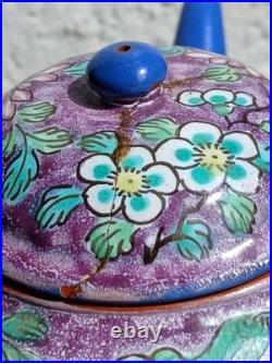 Antique Nyonya Straits Chinese Peranakan Clay Teapot REPAIRS Sold As Is RARE