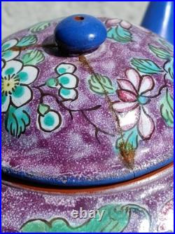 Antique Nyonya Straits Chinese Peranakan Clay Teapot REPAIRS Sold As Is RARE