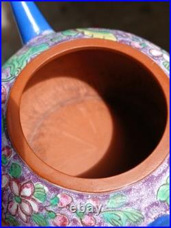 Antique Nyonya Straits Chinese Peranakan Clay Teapot REPAIRS Sold As Is RARE