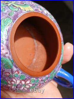 Antique Nyonya Straits Chinese Peranakan Clay Teapot REPAIRS Sold As Is RARE