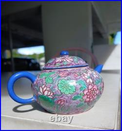 Antique Nyonya Straits Chinese Peranakan Clay Teapot REPAIRS Sold As Is RARE
