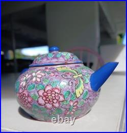 Antique Nyonya Straits Chinese Peranakan Clay Teapot REPAIRS Sold As Is RARE