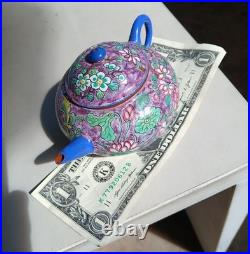 Antique Nyonya Straits Chinese Peranakan Clay Teapot REPAIRS Sold As Is RARE