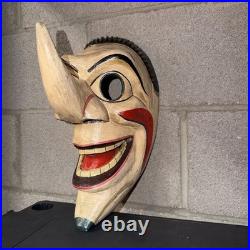 Antique OLD Ethnographic Danced Ecuadorian Ecuador Wooden CLOWN Mask FOLK ART