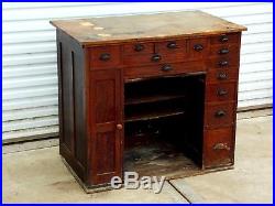 Antique Oak 14 Drawer Watchmakers Work Bench desk with Drawer trays dividers