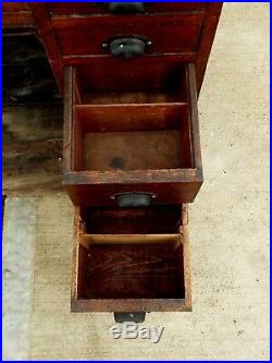 Antique Oak 14 Drawer Watchmakers Work Bench desk with Drawer trays dividers