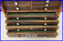Antique Oak Wooden Engineers Toolbox Collectors Cabinet Watchmakers Vintage