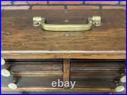 Antique Oak Wooden Engineers Toolbox Collectors Cabinet Watchmakers Vintage