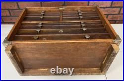 Antique Oak Wooden Engineers Toolbox Collectors Cabinet Watchmakers Vintage