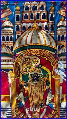 Antique Old Collectible Hindu God Dwarka Nath Deval Rare Print Wooden Framed