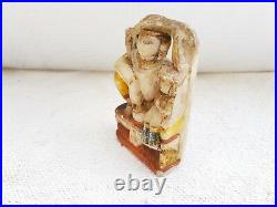 Antique Old Handmade Painted Golden Work Lord Hanuman Marble Stone Statue Figure