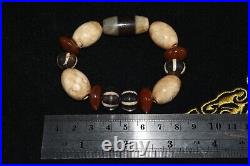 Antique Old Indo Tibetan Himalayan Pumtek & Chung Dzi Agate Stone Bead Bracelet