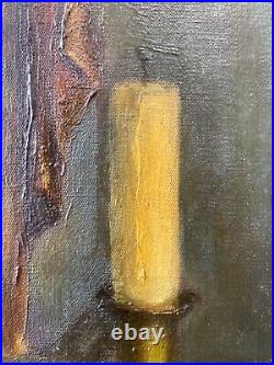 Antique Old Mexican Catholic Impressionist Still Life Oil Painting, Somonte