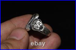 Antique Old Near Eastern Silver Ring Depicting a Face with Engraving on the back