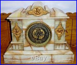 Antique Onyx Case Ansonia Mantle Clock with Open Escapement
