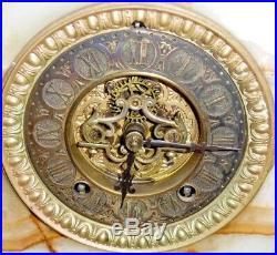 Antique Onyx Case Ansonia Mantle Clock with Open Escapement