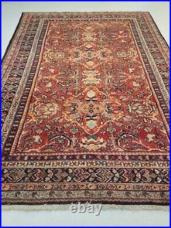 Antique Oriental Hand-Knotted Wool Area Rug Collectible Mahal Red 7'2 x 9'8