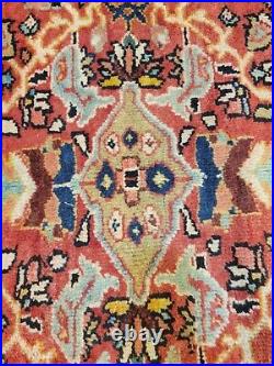 Antique Oriental Hand-Knotted Wool Area Rug Collectible Mahal Red 7'2 x 9'8