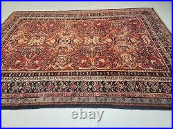 Antique Oriental Hand-Knotted Wool Area Rug Collectible Mahal Red 7'2 x 9'8