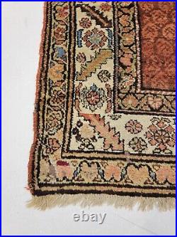 Antique Oriental Hand-Knotted Wool Runner Collectible Kurdish Rust 3' x 10'2