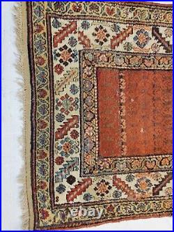 Antique Oriental Hand-Knotted Wool Runner Collectible Kurdish Rust 3' x 10'2