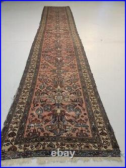 Antique Oriental Hand-Knotted Wool Runner Collectible Malayer Rust 2'10 x 16'3