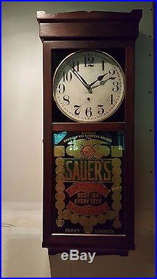 Antique Orig New Haven Clock Co. Sauers extracts Richmond VA Advertising clock