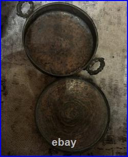 Antique Ottoman Handforged Copper Pan With Cover 18 Century 9 beautiful patina