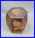 Antique-PYROGRAPHY-Hand-Carved-TOBACCO-Leaves-Pipes-WOOD-Hexagonal-BOX-JAR-01-xc
