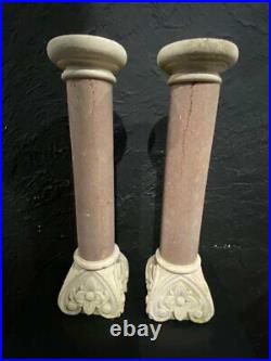 Antique Pair Of Column Marble Stone France Gothic 19th