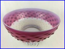 Antique Pink Cranberry White Hobnail 14 Hanging Oil Lamp Shade