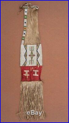 Antique Plains Indian Pipe Bag Sioux Tomahawk Plains Beaded Bag